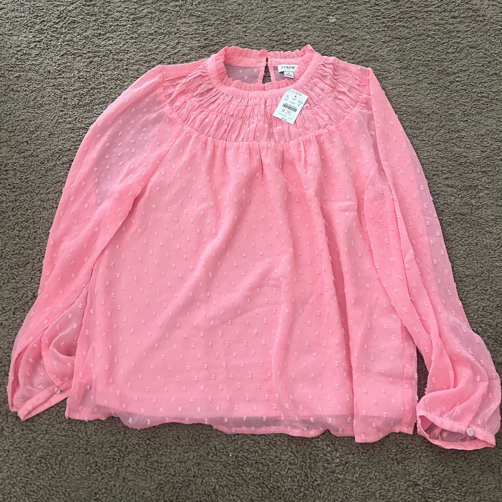 NWT J.Crew pink dot top. Size Medium